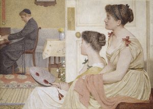 Drawing Room Scene with a Young Priest at the Piano